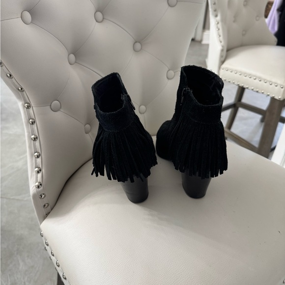 Sofft Black Suede Ankle Boots with Fringe - Picture 3 of 5